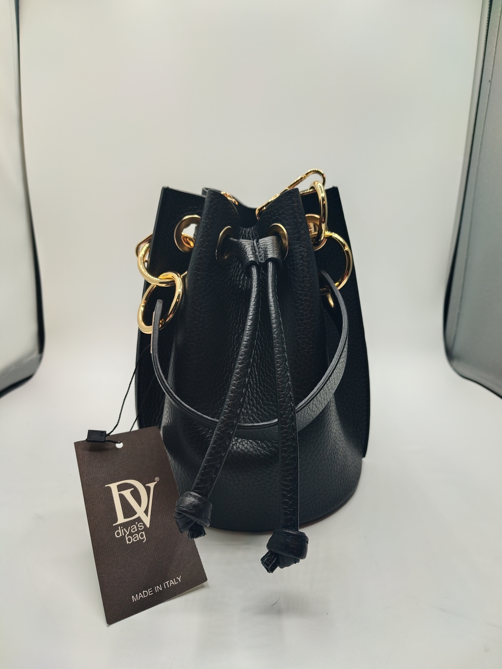Divas Bag Black Bucket Drawstring Bag- NWT